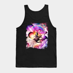 Space Cat Riding Dragon - Milkshake Rainbow Tank Top